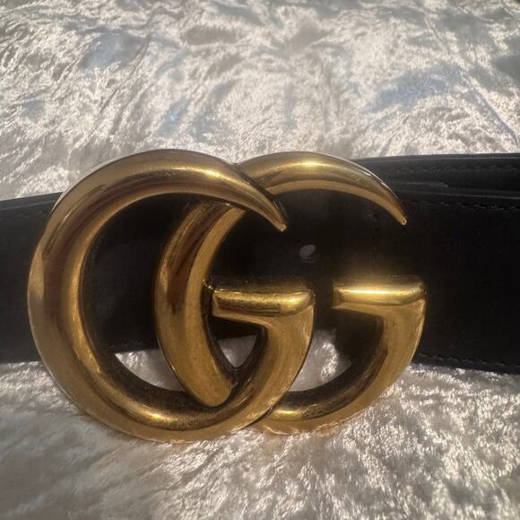 Gucci 2015 Re-Edition Wide leather Black Belt with Gold GG Buckle - Picture 6 of 8
